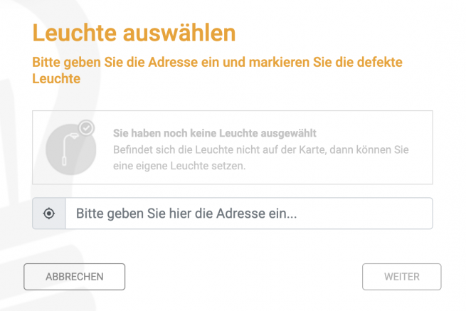 Störungsportal Straßenbeleuchtung